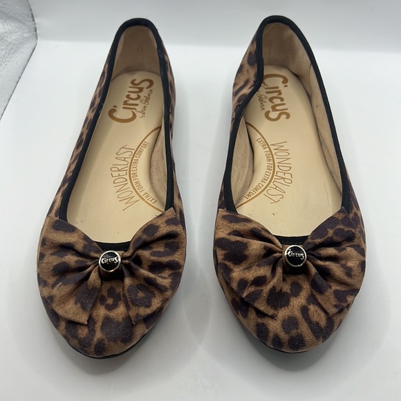 Sam Edelman Connie brown/black bow Ballet Flats Sz 7.5M leopard animal print - Picture 13 of 15